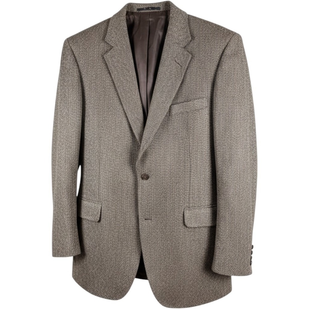 Jos. A. Bank Harris Tweed Sport Coat Mens 46XL Brown Herringbone Wool Blazer